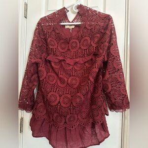 Burgundy floral cut out top
